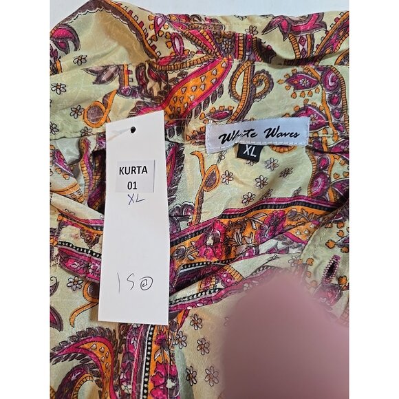 Retro Button up Womens shirt collared Long Sleeve Paisley Print size XL New - Picture 8 of 16